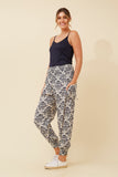 CKM Abstract Print Harem Pants Navy & White