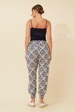 CKM Abstract Print Harem Pants Navy & White