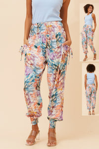 CKM Watercolour Print Harem Pants Blue