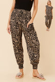 CKM Harem Abstract Print Pants Beige