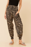 CKM Harem Abstract Print Pants Beige