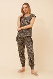 CKM Harem Abstract Print Pants Beige