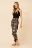 CKM Harem Abstract Print Pants Beige