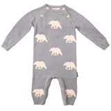 Korango Bear Pattern Knit Onesie Moon Mist