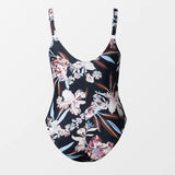 Cupshe Floral Mesh Plus Size One Piece Swimsuit Black Floral