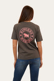 Ringers Western Signature Bull Wmns Loose Tee Vintage Black w Strawberry Pink