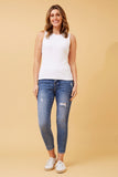 CKM Rosemary Ribbed Singlet White