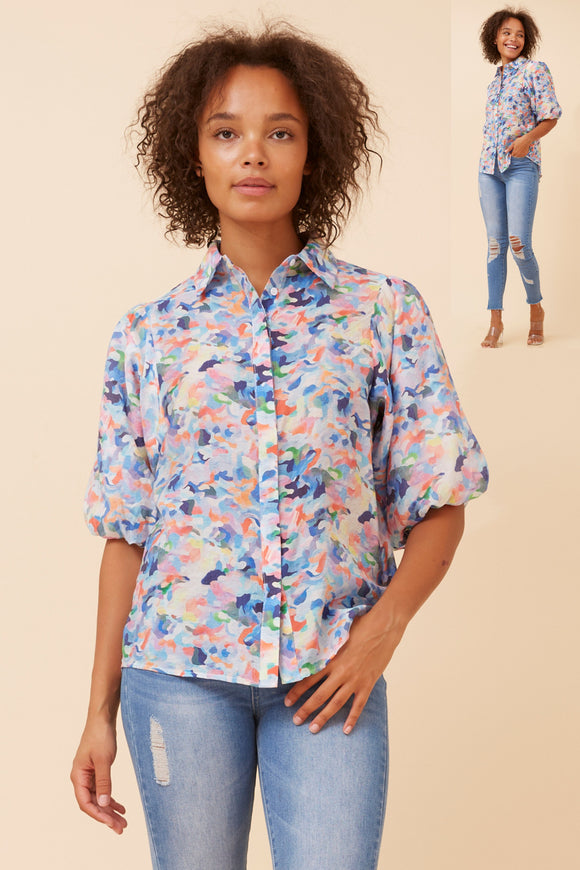 CKM Wilkie Print Blouse Multi Blue