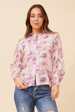 CKM Floral Print Blouse w Trim Detail Pink