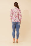 CKM Floral Print Blouse w Trim Detail Pink
