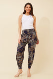 CKM Abstract Print Boho Harem Pants Multi Navy