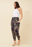 CKM Abstract Print Boho Harem Pants Multi Navy