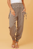 CKM Abstract Print Boho Harem Pants Beige & White