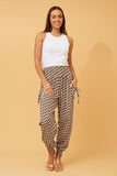 CKM Abstract Print Boho Harem Pants Beige & White