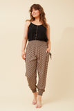 CKM Abstract Print Boho Harem Pants Beige