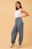 CKM Abstract Print Swirl Boho Harem Pants Multi Navy