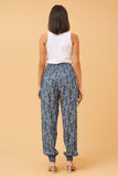 CKM Abstract Print Swirl Boho Harem Pants Multi Navy