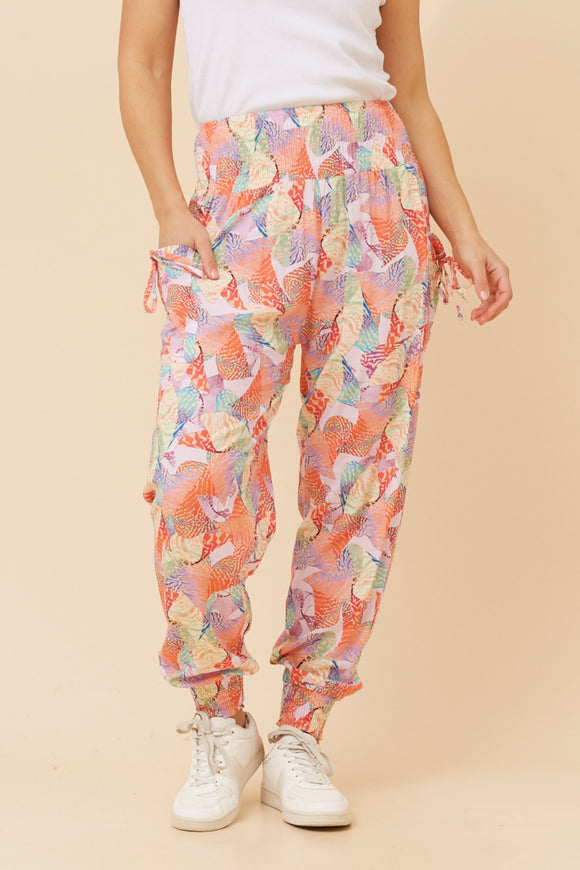 CKM Abstract Print Harem Pants Pink