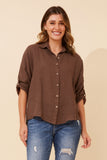 Bottega Moda Almada Linen Shirt Chocolate