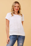 CKM Amari Sequin Detail Linen Panel Top White