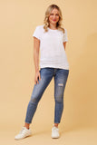 CKM Amari Sequin Detail Linen Panel Top White