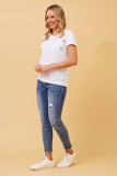 CKM Amari Sequin Detail Linen Panel Top White