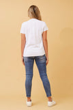 CKM Amari Sequin Detail Linen Panel Top White