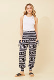 CKM Animal Print Boho Harem Pants Navy