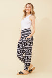 CKM Animal Print Boho Harem Pants Navy