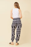 CKM Animal Print Boho Harem Pants Navy