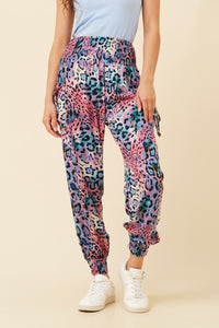 CKM Animal Print Boho Harem Pants Multi Pink