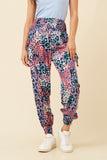 CKM Animal Print Boho Harem Pants Multi Pink