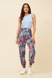 CKM Animal Print Boho Harem Pants Multi Pink