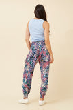 CKM Animal Print Boho Harem Pants Multi Pink