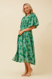 CKM Anushka Floral Midi Dress Multi Green