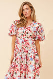 CKM Anushka Floral Midi Dress Multi Pink