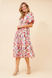 CKM Anushka Floral Midi Dress Multi Pink