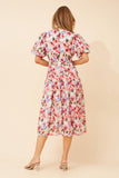 CKM Anushka Floral Midi Dress Multi Pink