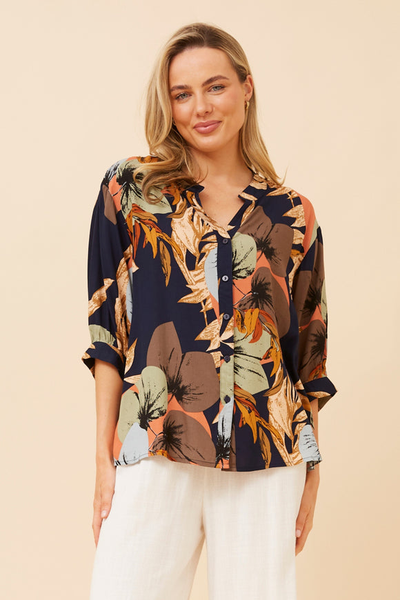 CKM Belina Floral Shirt Navy