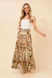 CKM Bettina Abstract Print Maxi Skirt Toffee