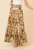CKM Bettina Abstract Print Maxi Skirt Toffee