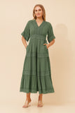 CKM Byron Lace Maxi Dress Khaki