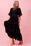 CKM Byron Lace Trim Wmns Maxi Dress Black