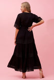 CKM Byron Lace Trim Wmns Maxi Dress Black