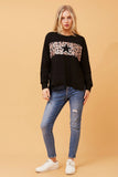 CKM Star Animal Print Panel Sweater Black