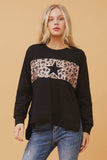 CKM Star Animal Print Panel Sweater Black