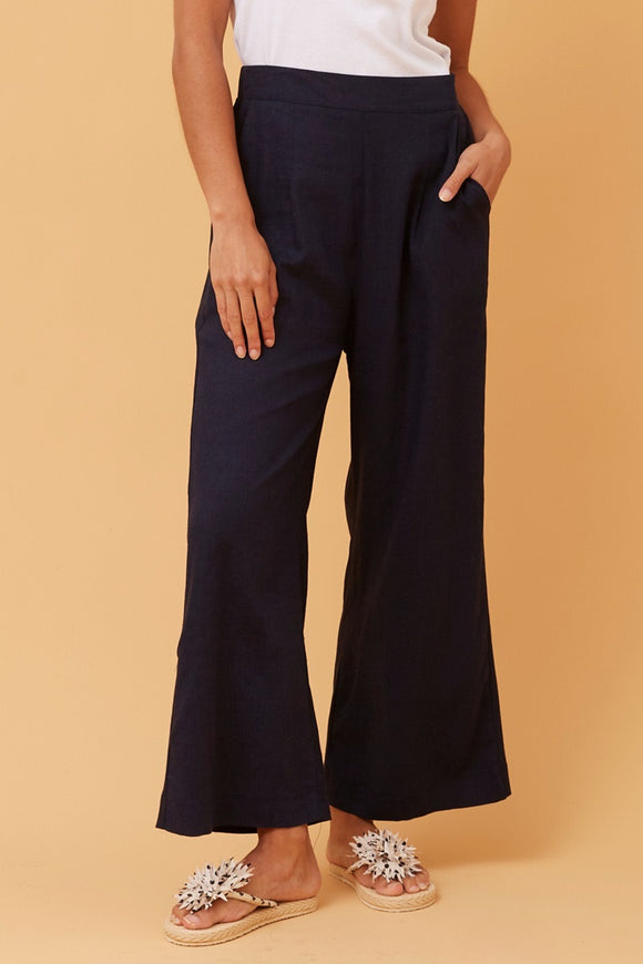 CKM Corbin Crop Wmns Wide Leg Pants Navy