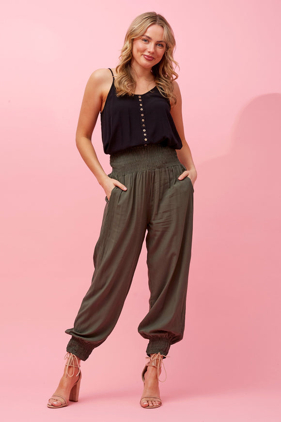 CKM Solid Harem Pants Khaki
