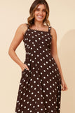 CKM Davan Polka Dot Print Dress Coffee