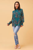CKM - Deanna Abstract Print Blouse Teal
